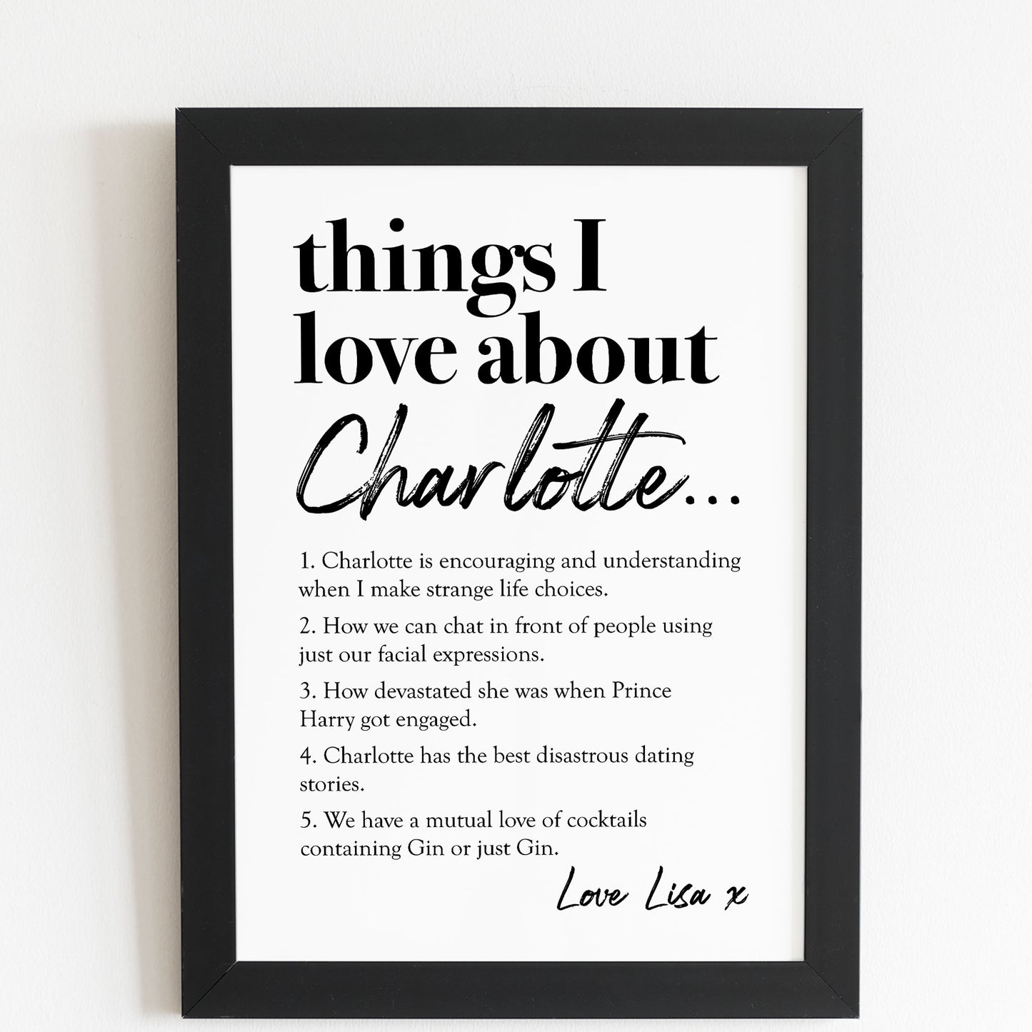 Personalised Gift For Best Friend Things I Love About My Friend