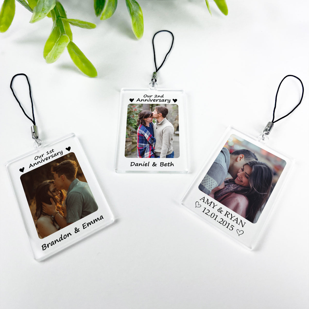 Custom Couple Keychain Personalised 2nd Anniversary Gift