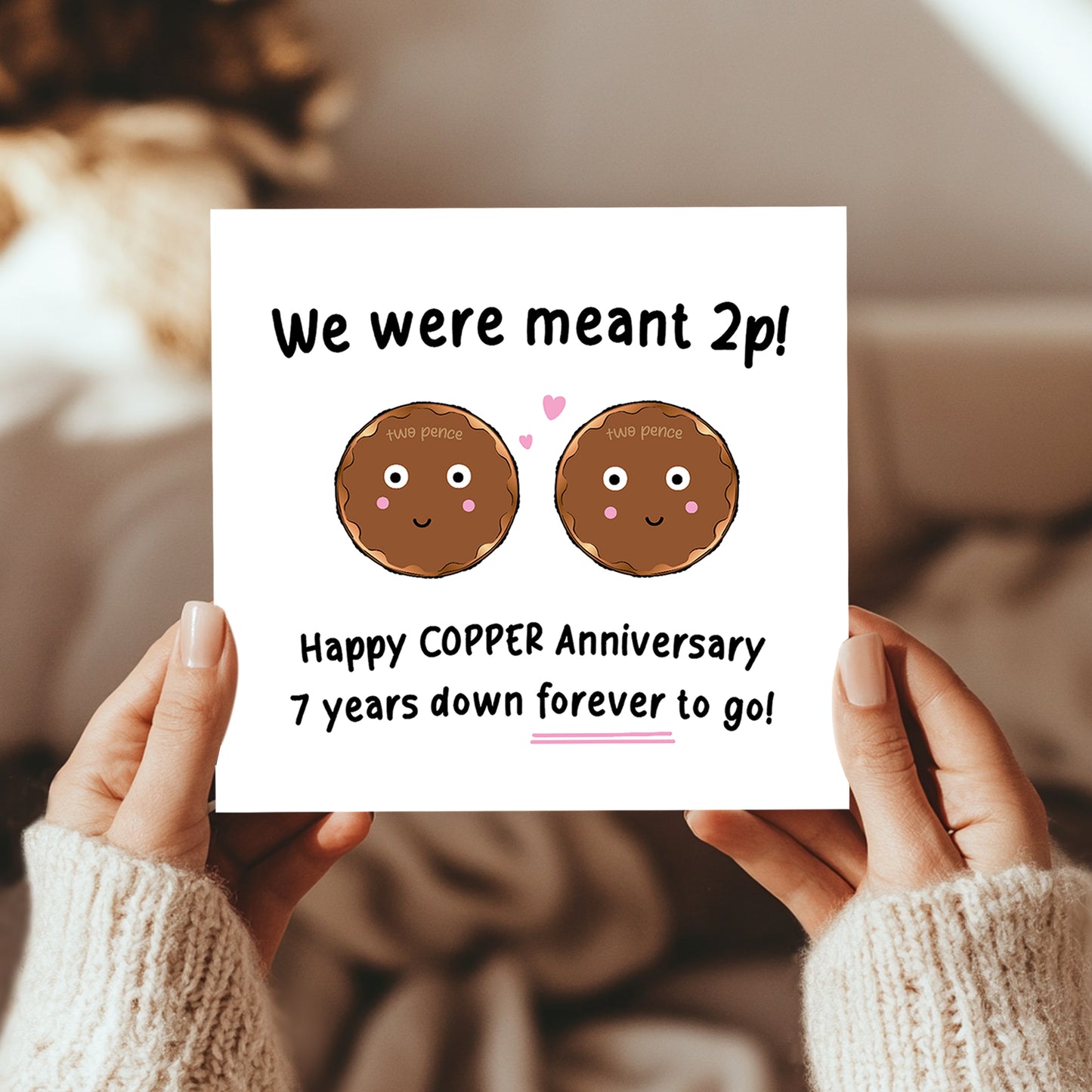 Funny 7th Anniversary Card For Husband Wife Copper Anniversary
