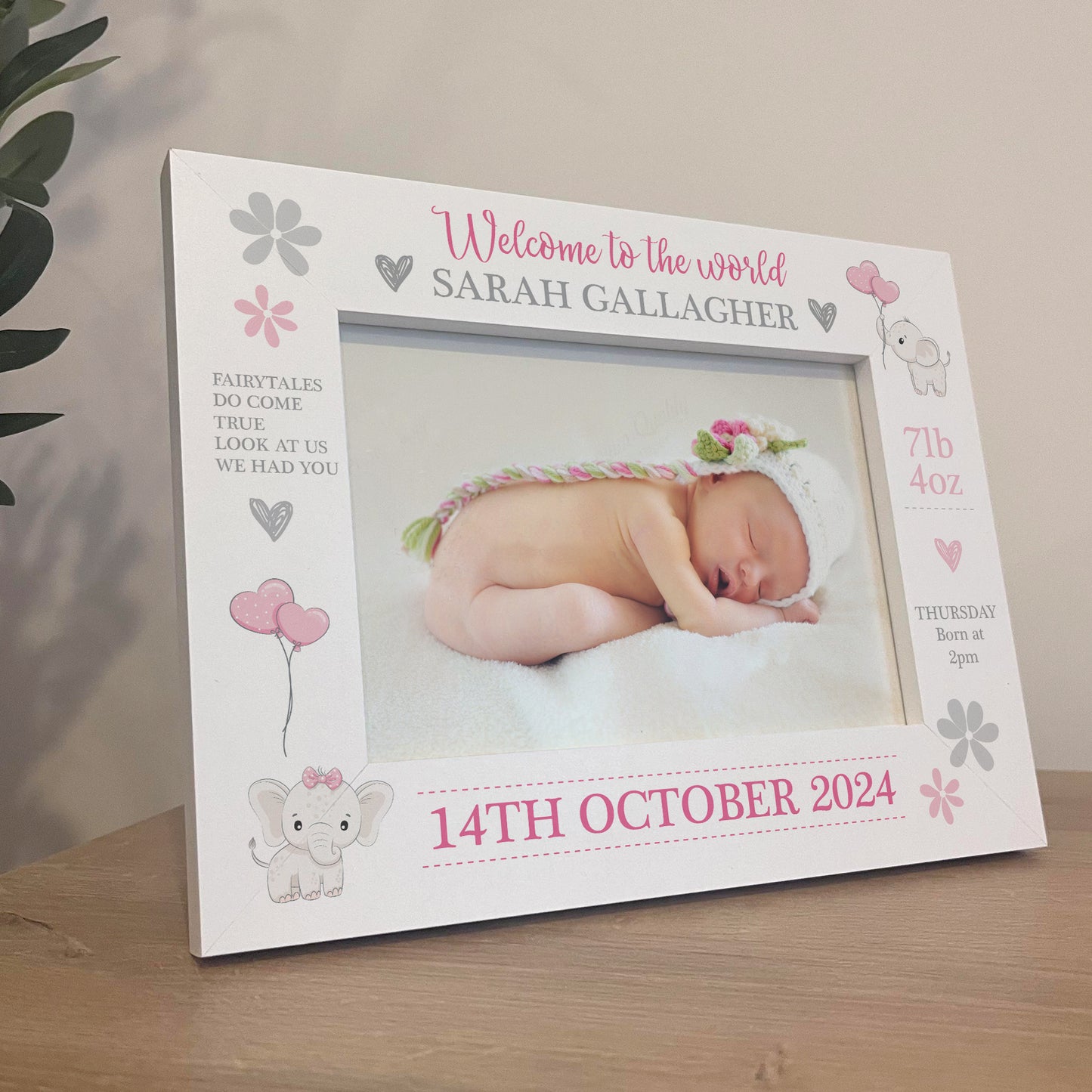 Personalised Newborn Baby Details 7x5 White Photo Frame Keepsake