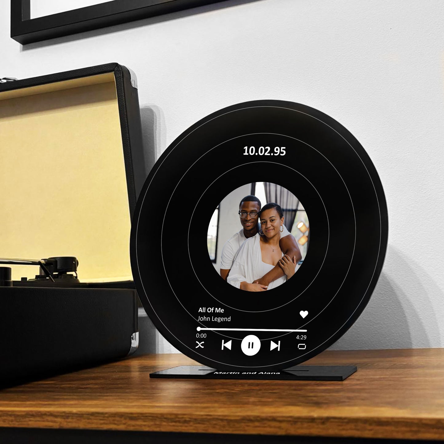 Personalised Vinyl Record Plaque Anniversary Gift for Him Her