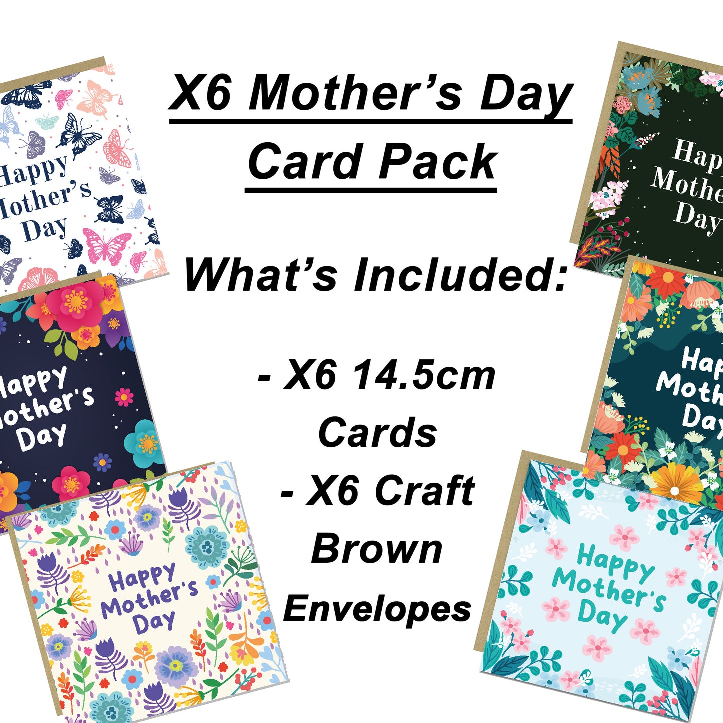 Floral Happy Mothers Day Card Pack Mothers Day Cards Set Of 6