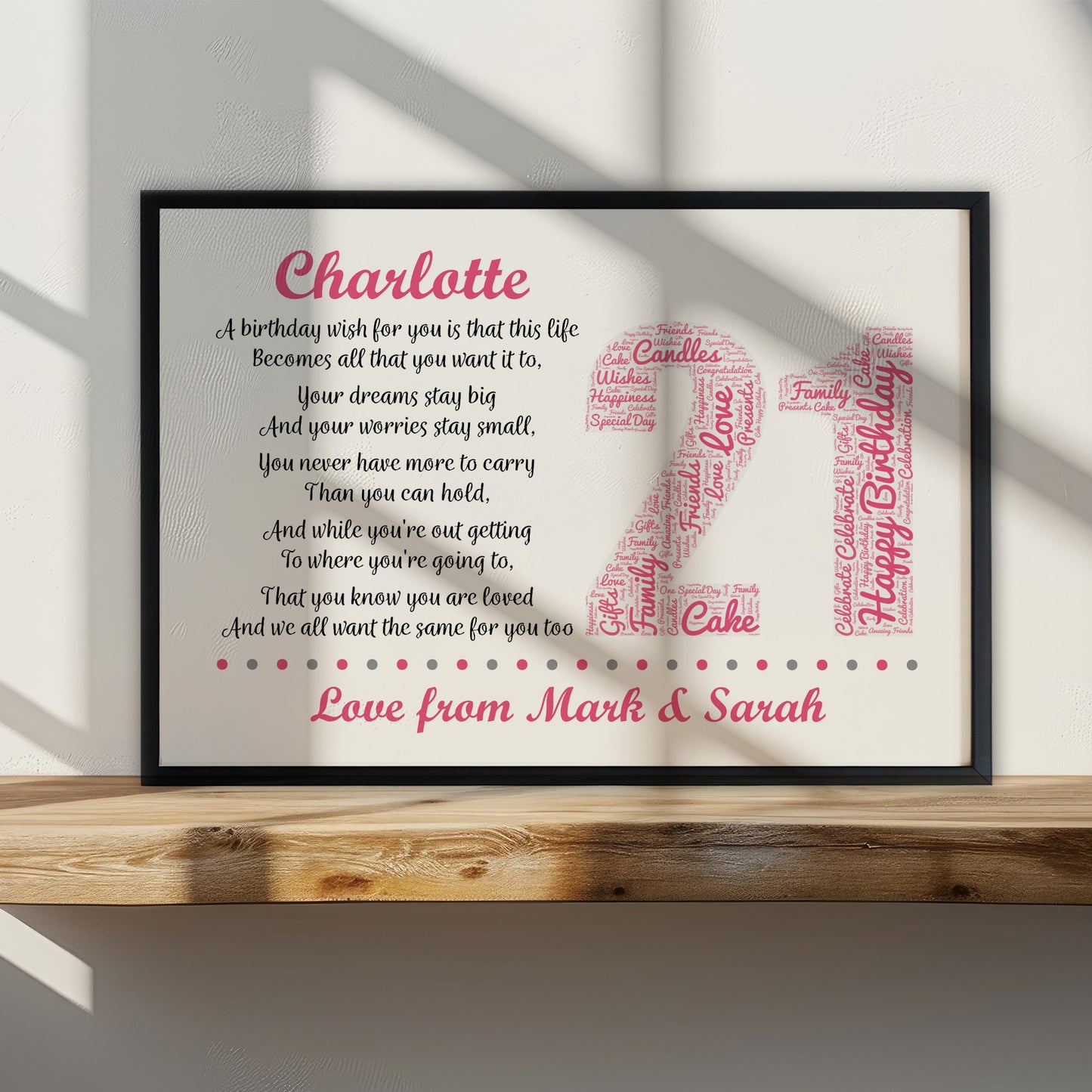 Personalised 21st Birthday Gift for Her Daughter A3 Framed Print