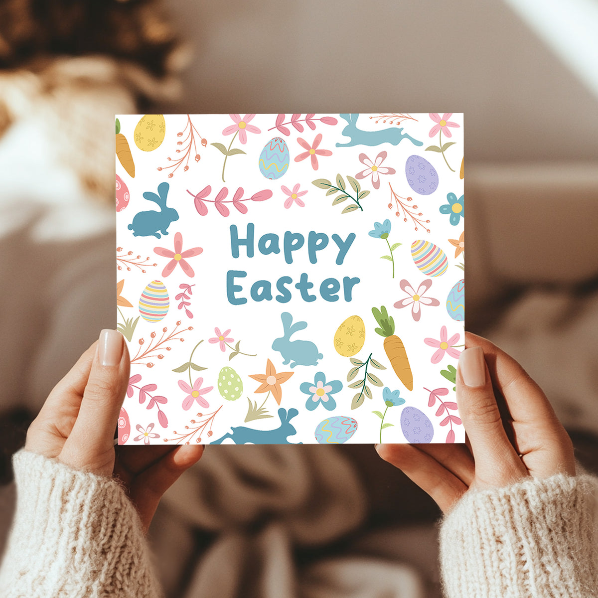 Easter Card Cute Easter Card HAPPY EASTER CARD Easter Egg CarD