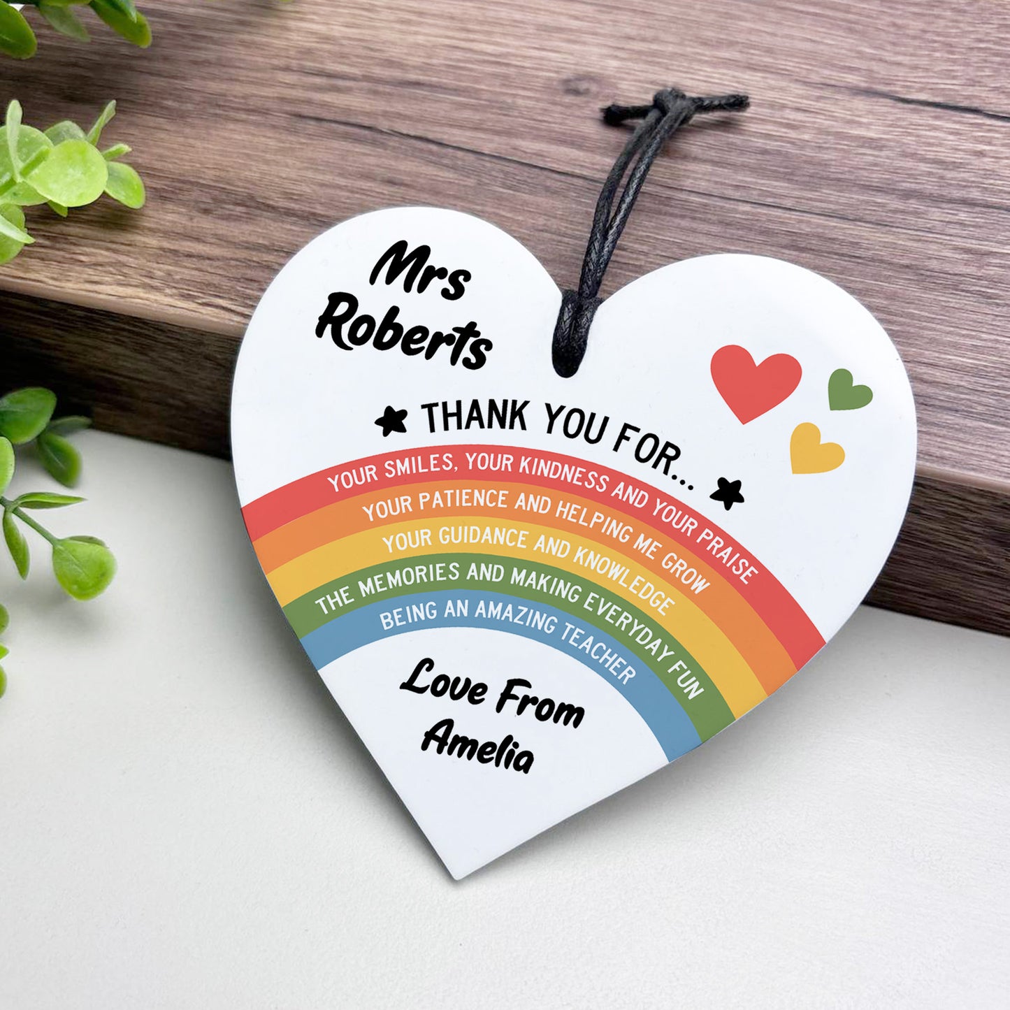 PERSONALISED Teacher Gift Rainbow Acrylic Plaque Thank You Gift