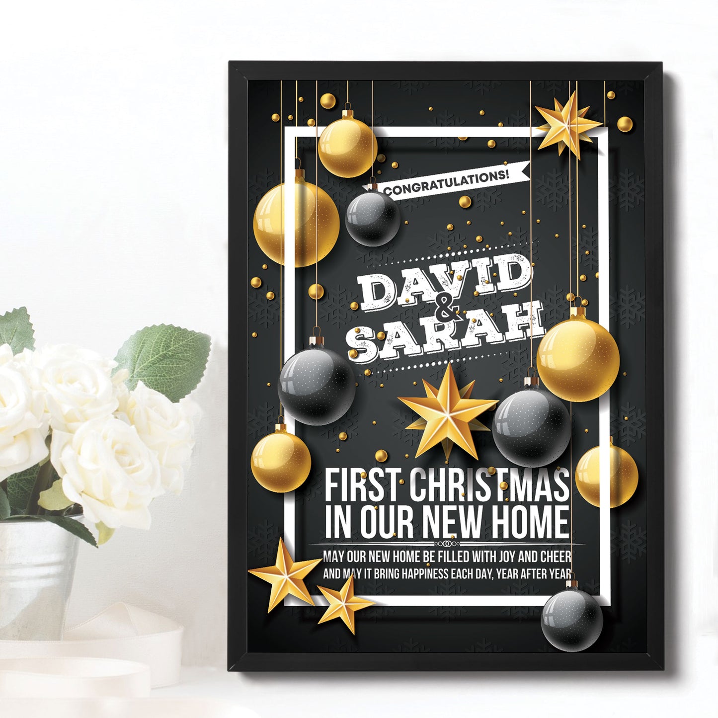 Personalised First Christmas In Our New Home Framed Print Couple