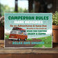 Novelty CAMPERVAN RULES SIGN Wall Door Plaque Novelty Campervan