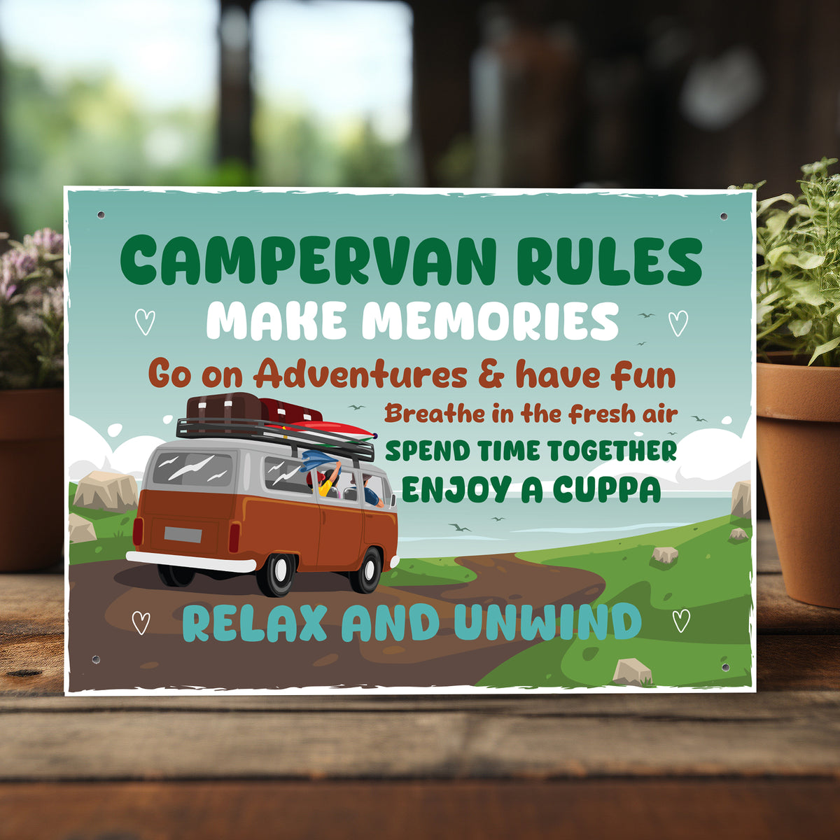 Novelty CAMPERVAN RULES SIGN Wall Door Plaque Novelty Campervan