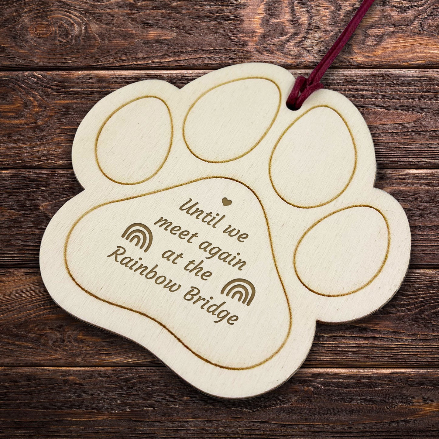 Pet Memorial Wooden Christmas Decoration Engraved Dog Cat