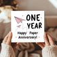 Funny Paper Anniversary Card For Husband 1st Anniversary Card