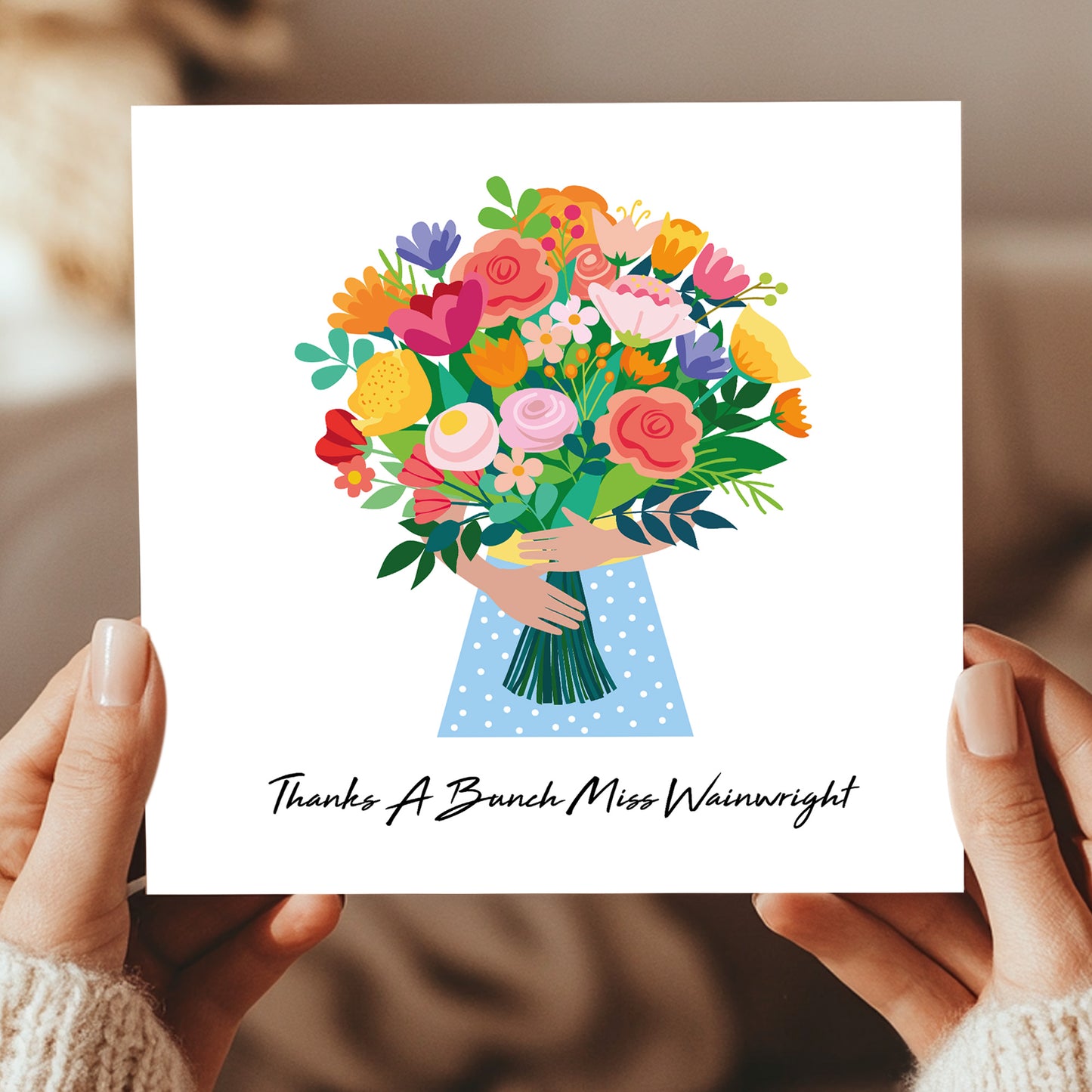 Personalised Teacher Card With Kraft Envelope THANKS A BUNCH