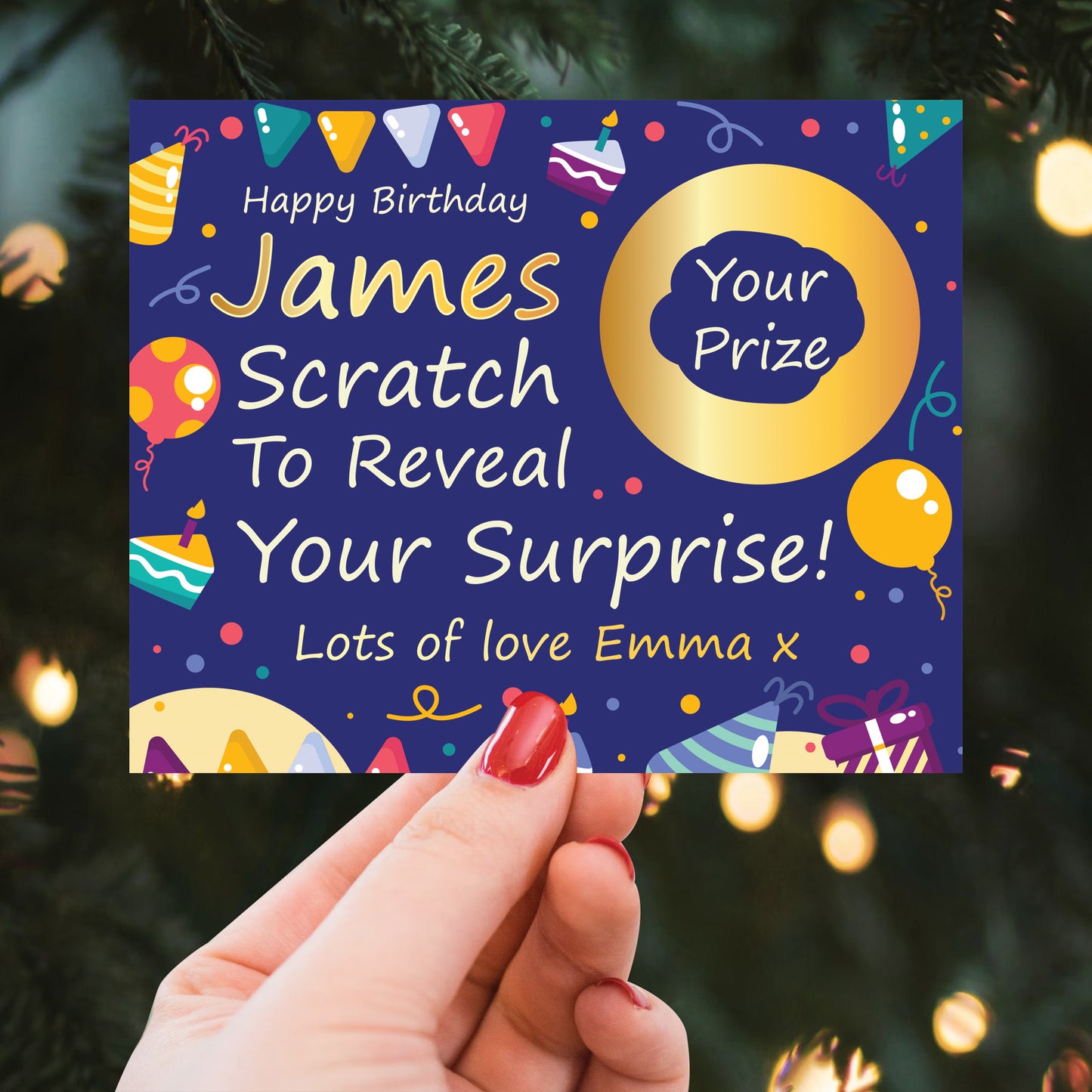 Personalised Birthday Surprise Reveal Scratch Off Card Prize