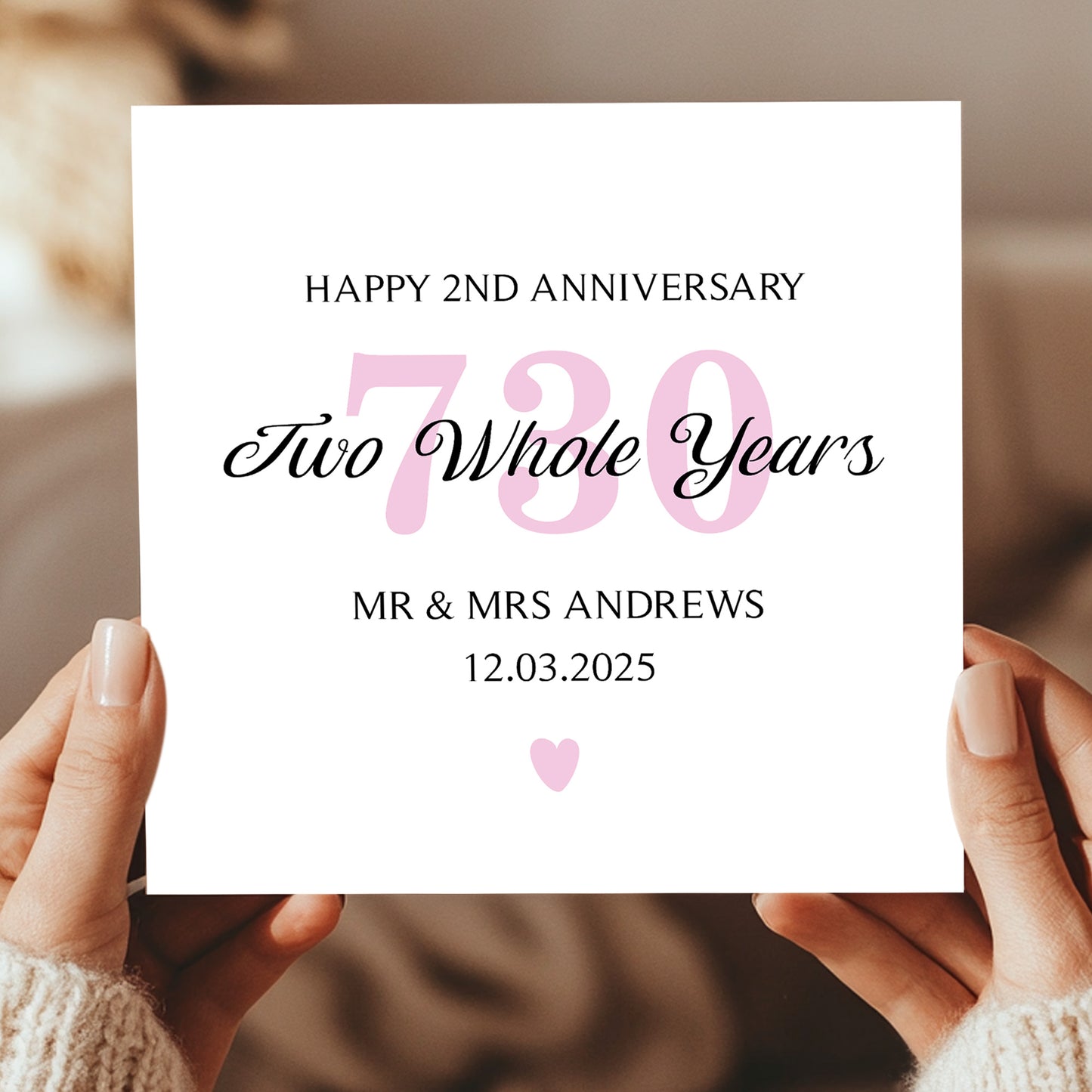 Personalised 2nd Wedding Anniversary Card For Husband Wife