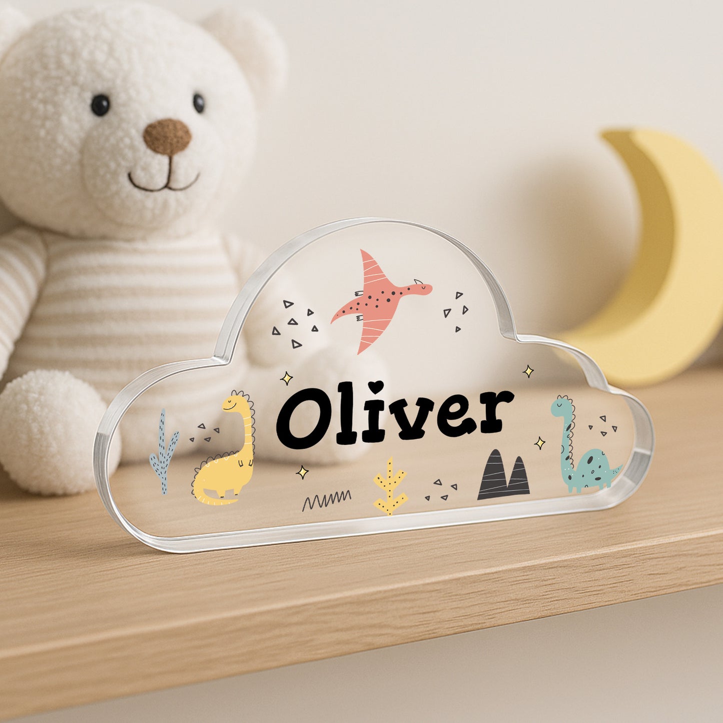 Dinosaur Acrylic Plaque Custom Name Nursery Decor Dinosaur Gift