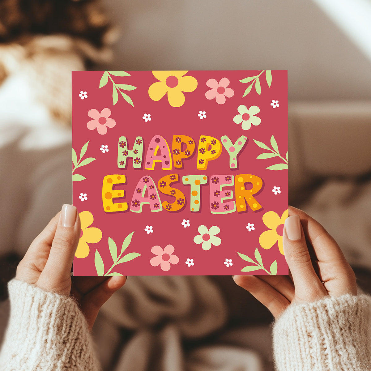Floral Easter Card Cute Easter Card Happy Easter Card