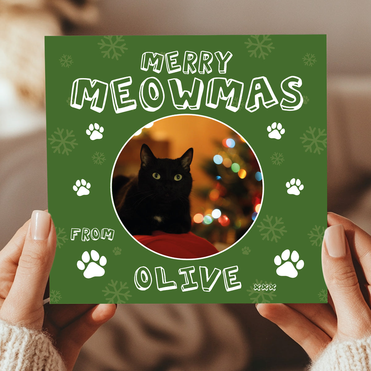 Personalised Christmas Card From The Cat Photo Greetings Card