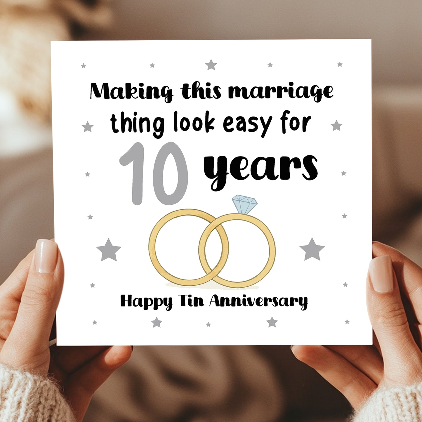 10th Wedding Anniversary Card For Husband Wife Couple