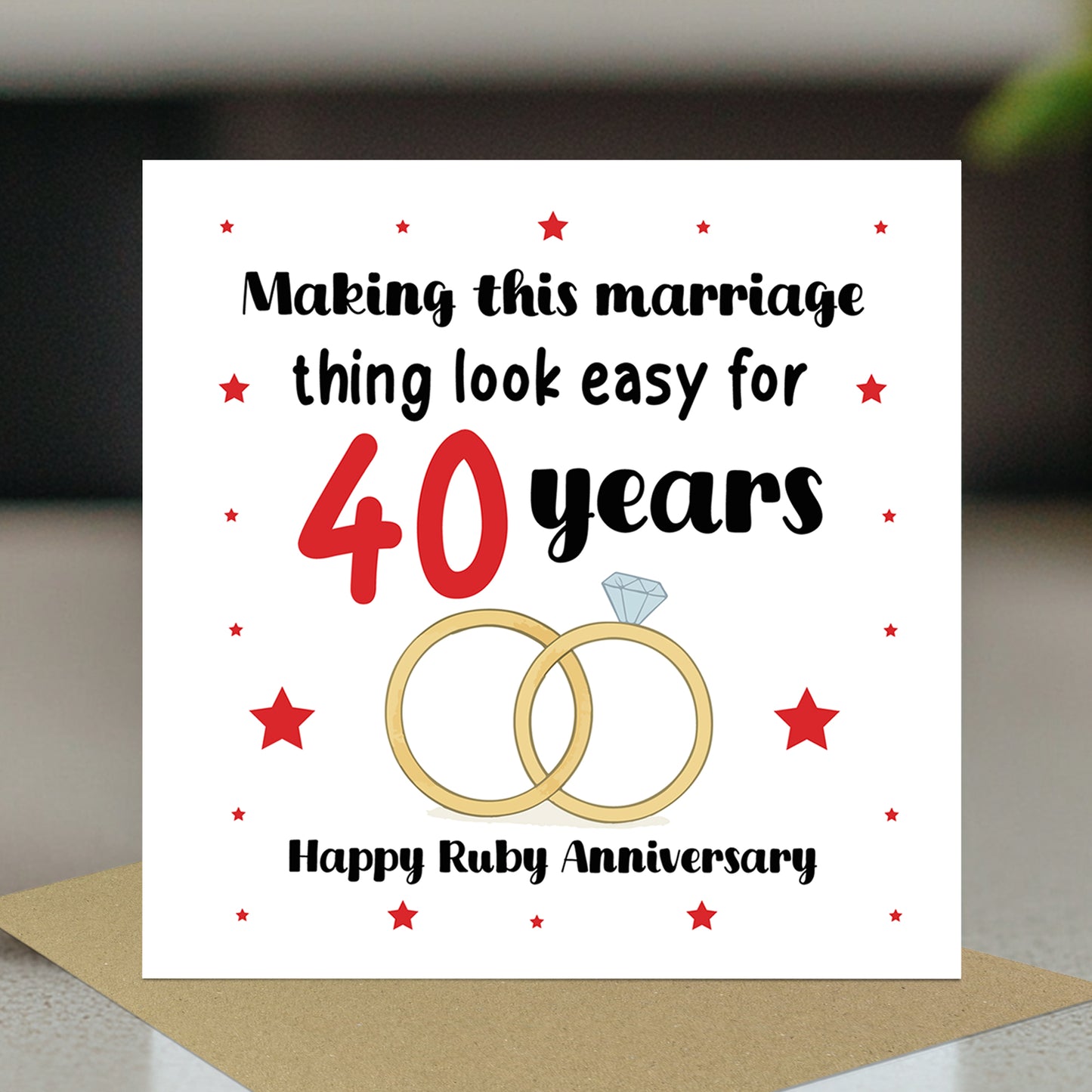 40th Wedding Anniversary Card For Husband Wife Couple Ruby
