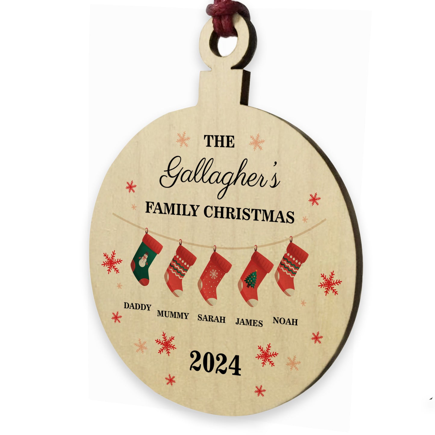 Personalised Christmas Decoration For Family of 5 Ornament