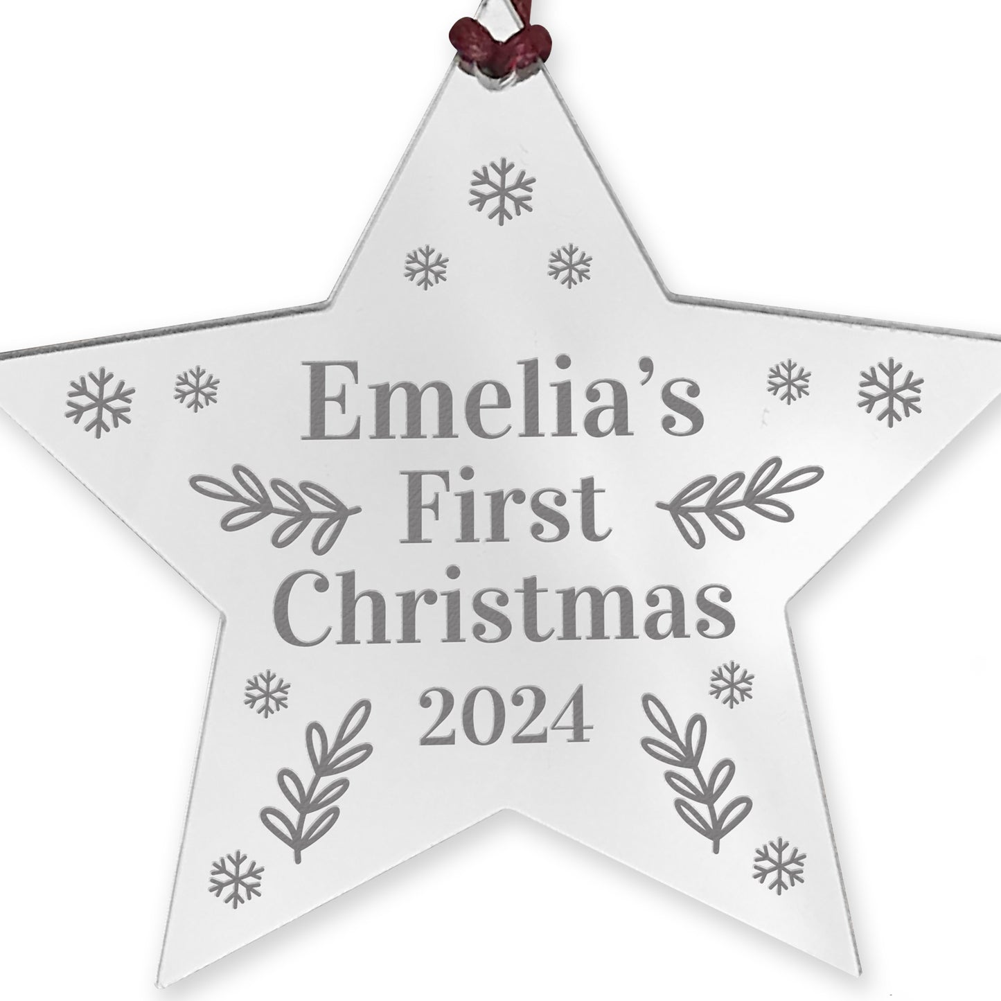 Personalised Babys First Christmas Decoration Acrylic Star
