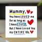 Card For Mummy With Kraft Envelope Mummy Birthday Card From Son