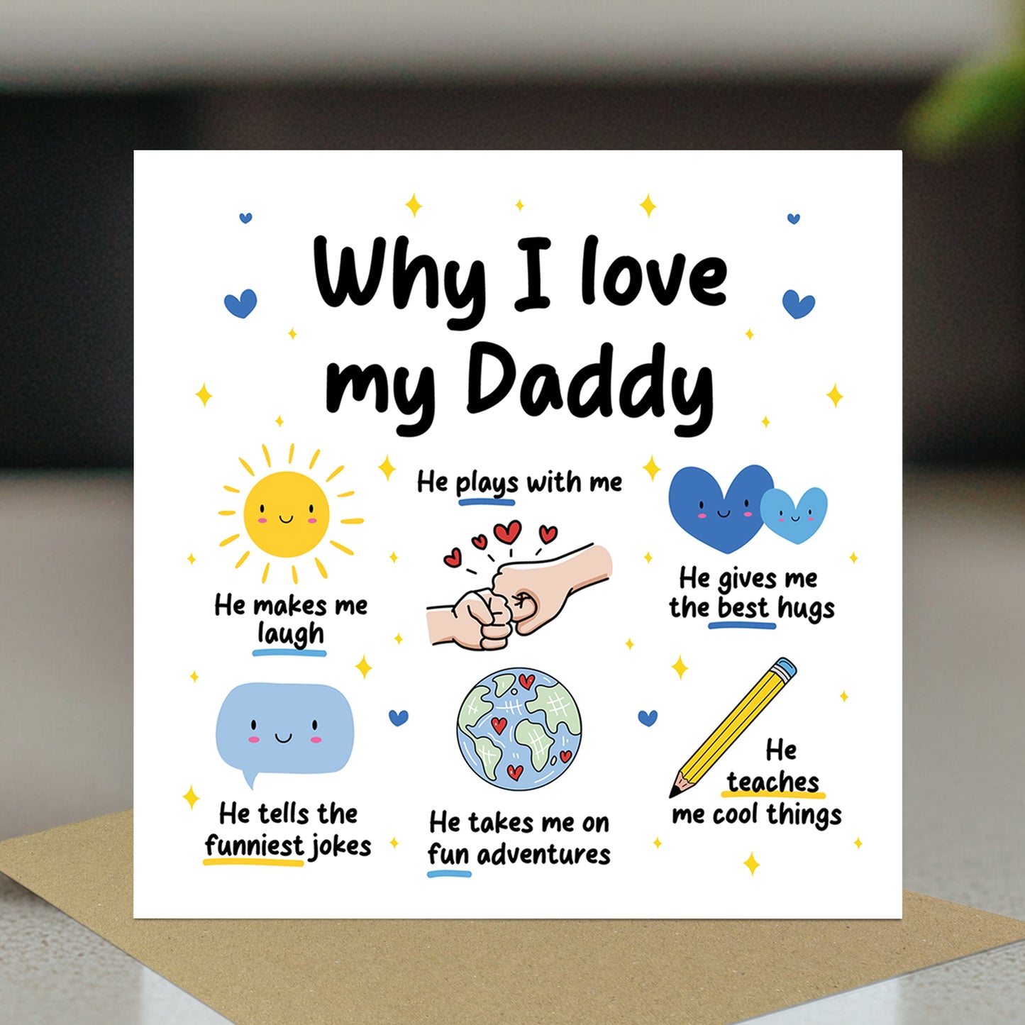Daddy Card Why I Love Daddy Card Birthday Card for Daddy