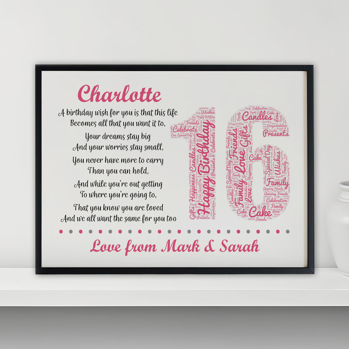 Personalised 16th Birthday Gift for Her Daughter A3 Framed Print