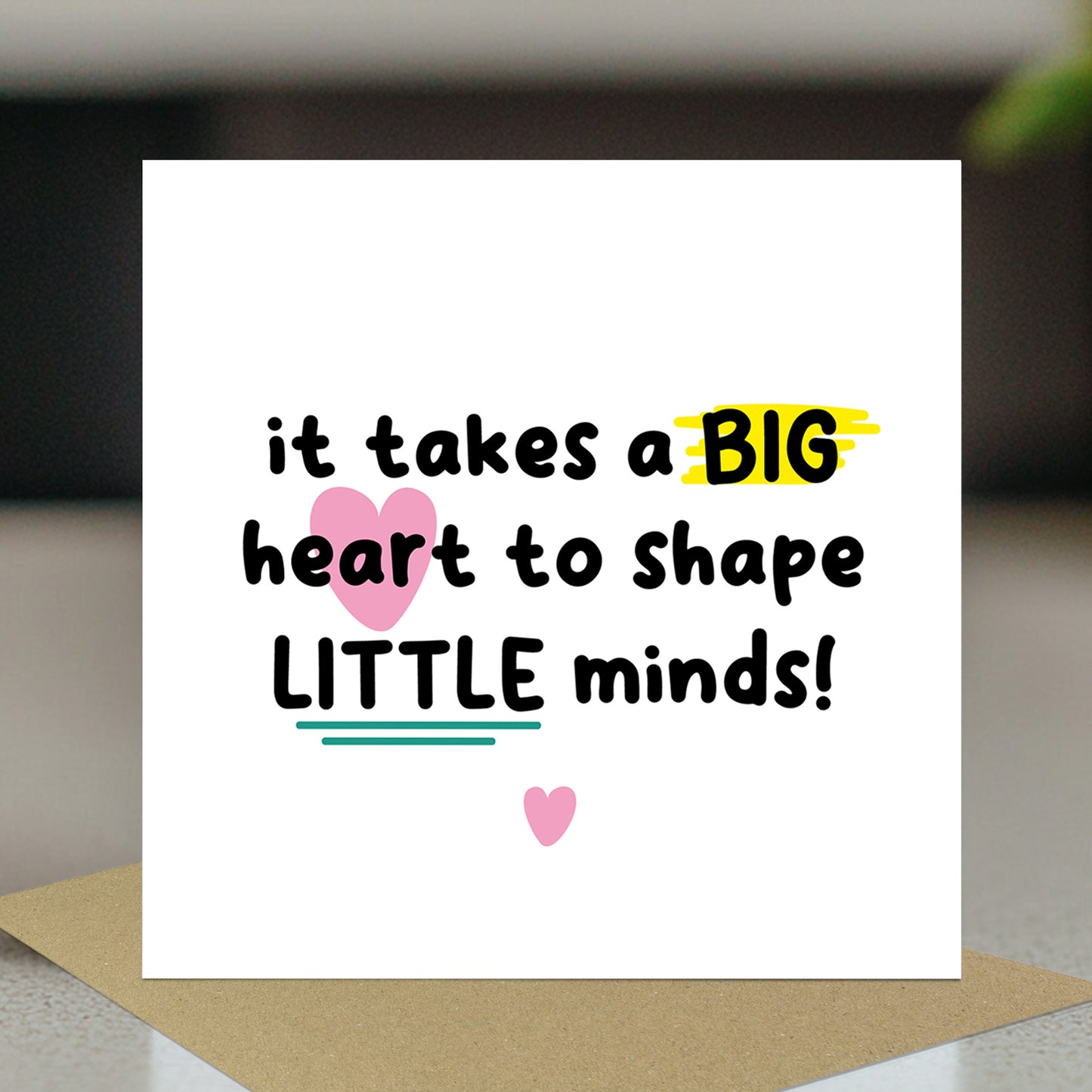 Thank You Card For Teacher With Kraft Envelope Big Heart