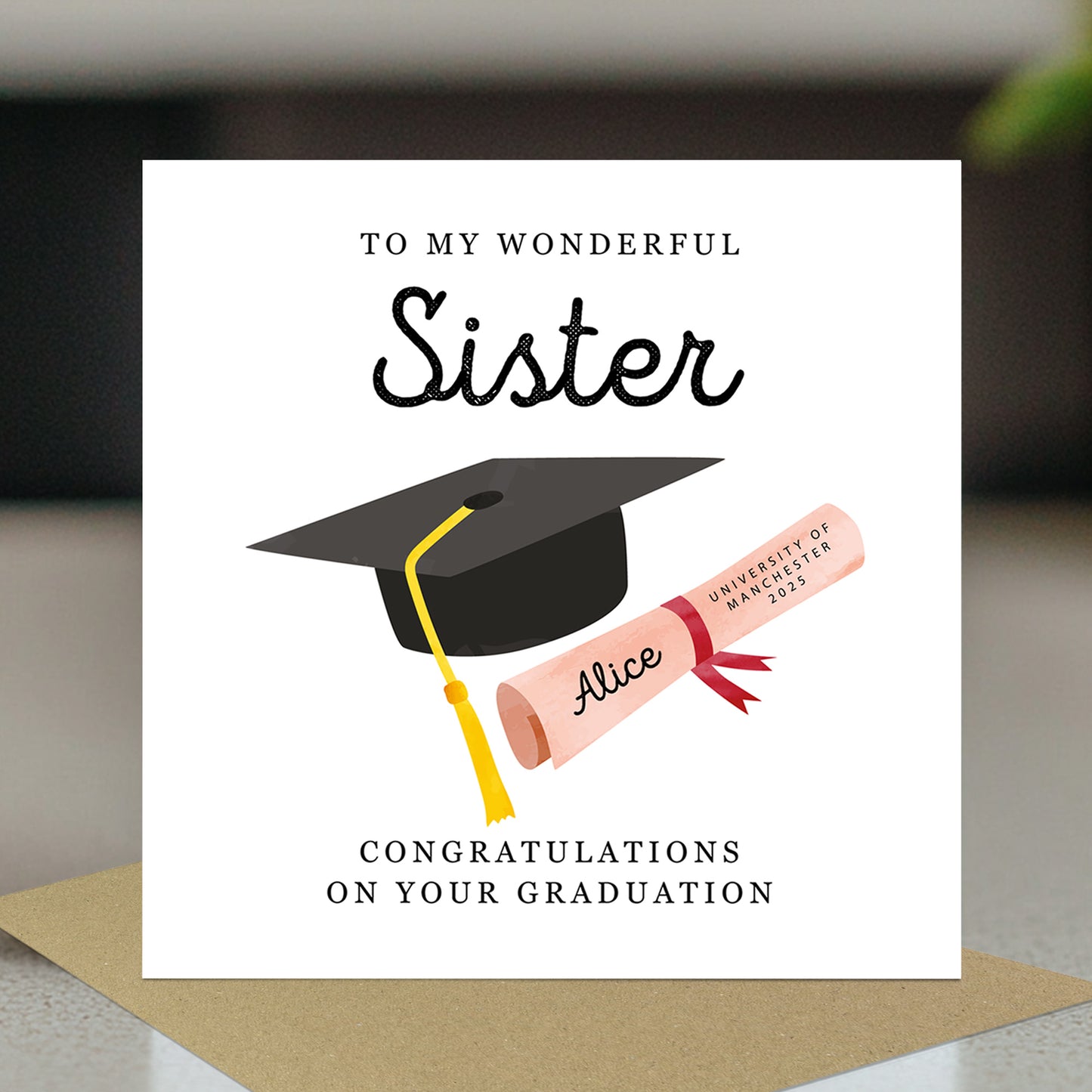 Personalised Graduation Card Sister Congratulations Well Done