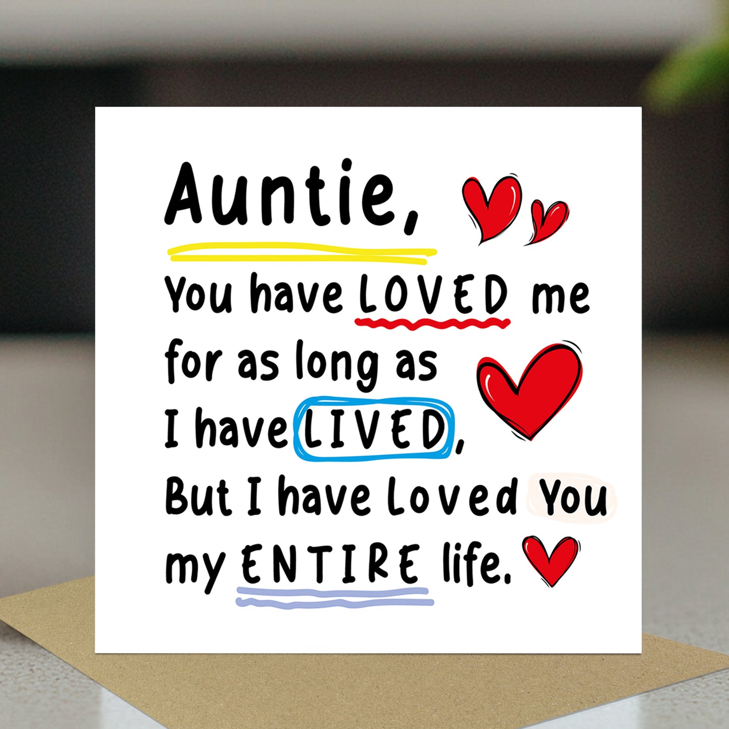 Birthday Card For Auntie With Kraft Envelope Thank You Card