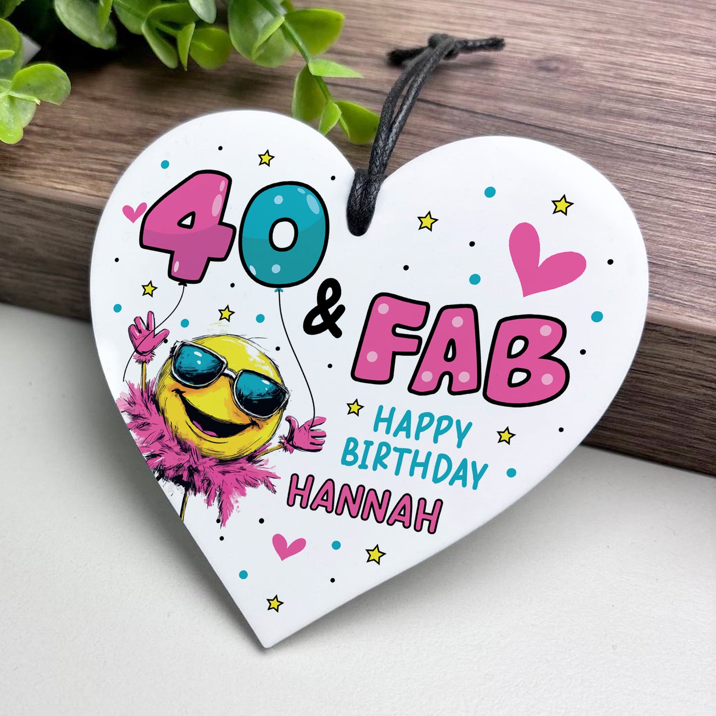 Personalised 40th Birthday Gift For Women Heart 40 And Fab