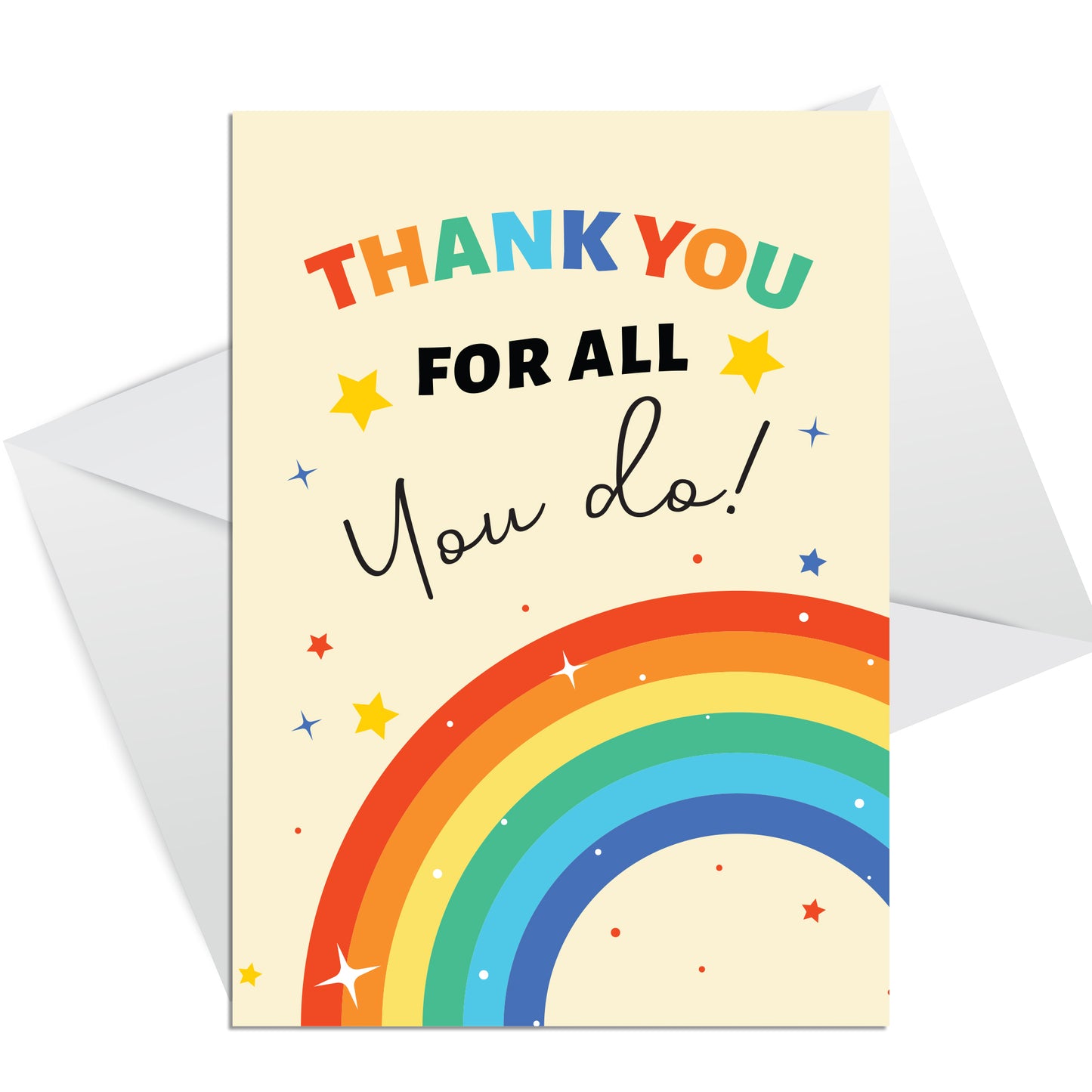 6 Pack Thank You Card Multipack With White Envelopes Rainbow