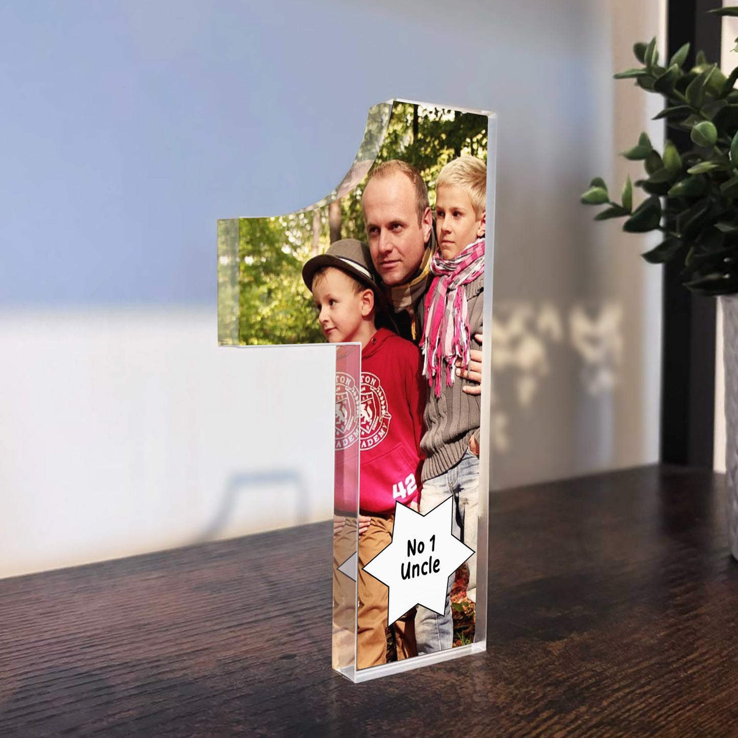 Personalised Gift For Uncle Mirror Acrylic Freestanding Number 1