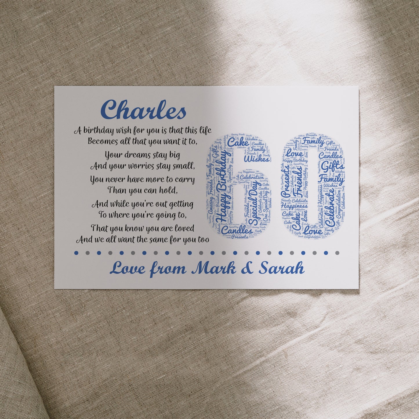 Personalised 60th Birthday Gifts for Him Men Husband Dad Grandad