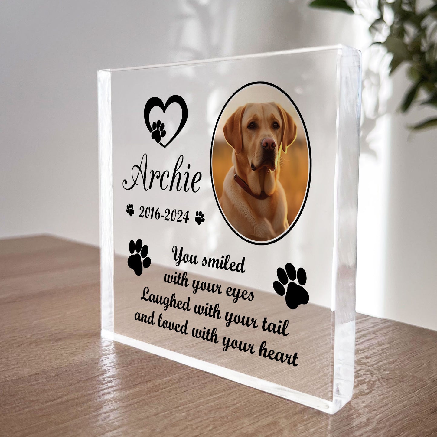 Freestanding Pet Memorial Plaque Photo Printed Personalised Dog
