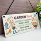 Garden Sign For Outside Hanging Robin Garden Rules Sign