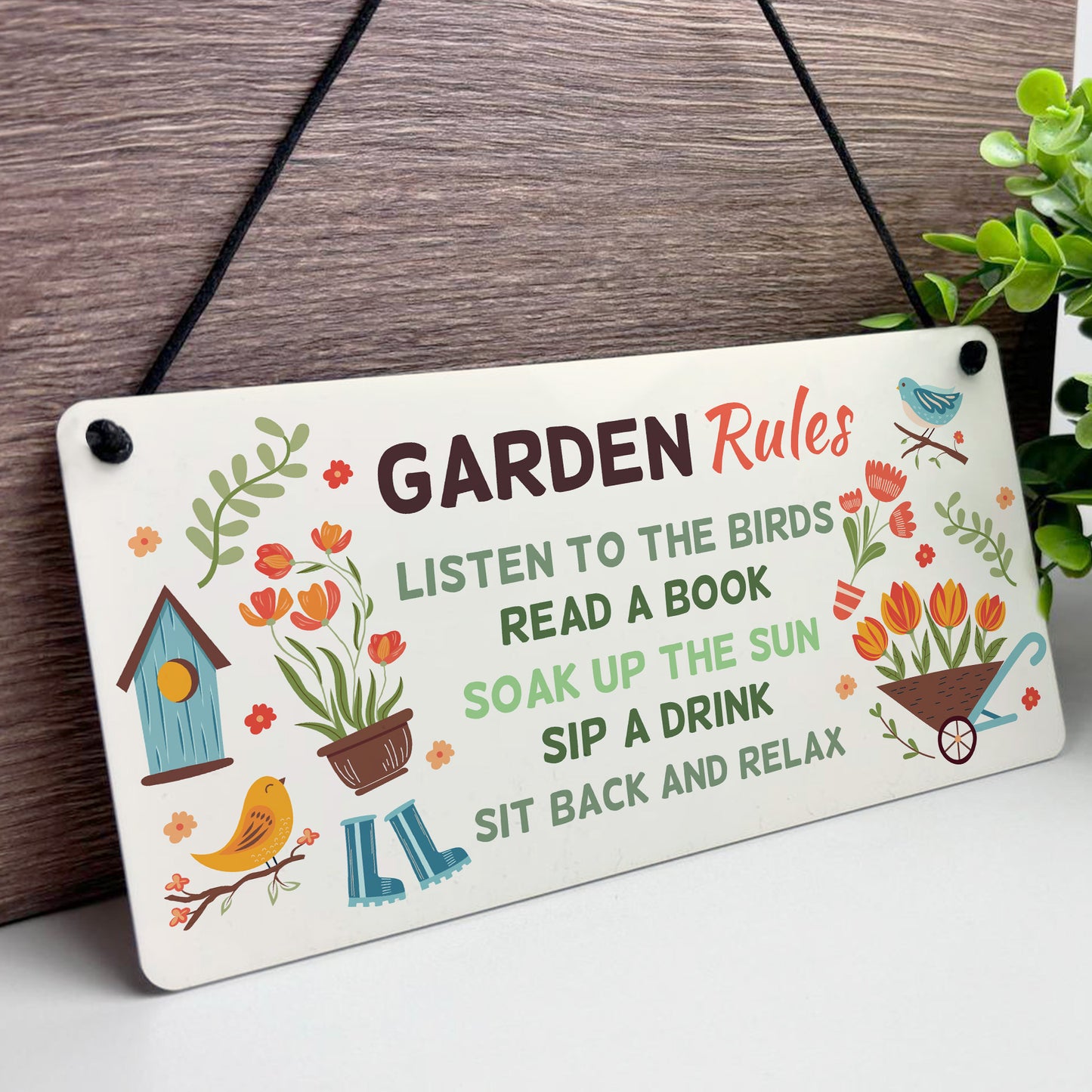 Garden Sign For Outside Hanging Robin Garden Rules Sign