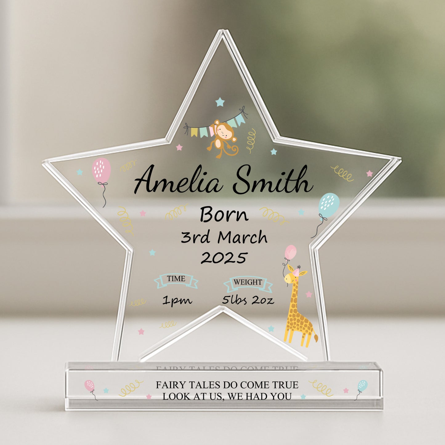 New Baby Personalised Gift Birth Details Gift Acrylic Star