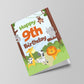 9th Birthday Card for Boys Girls Nineth Birthday Jungle Cards