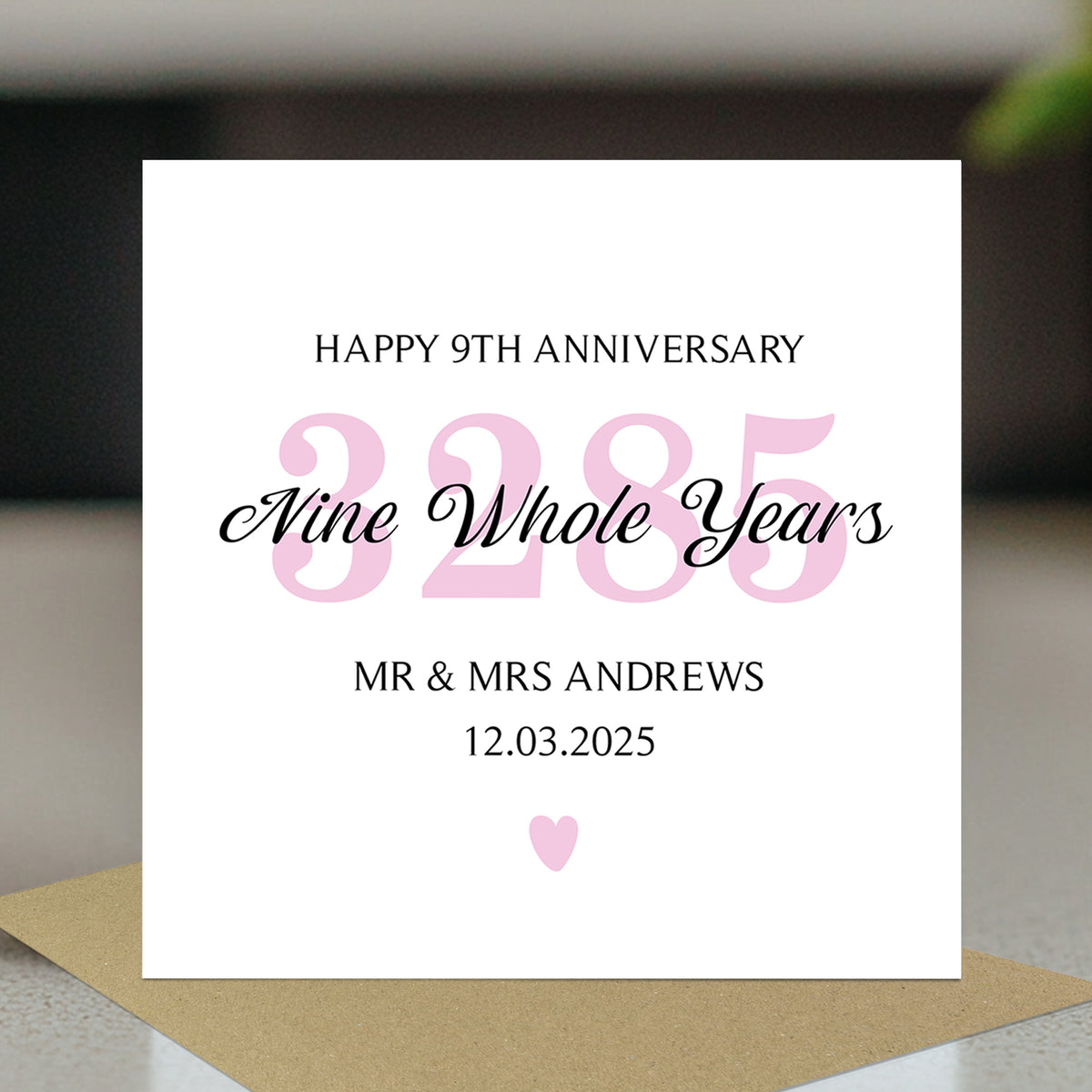 Personalised 9th Wedding Anniversary Card For Husband Wife