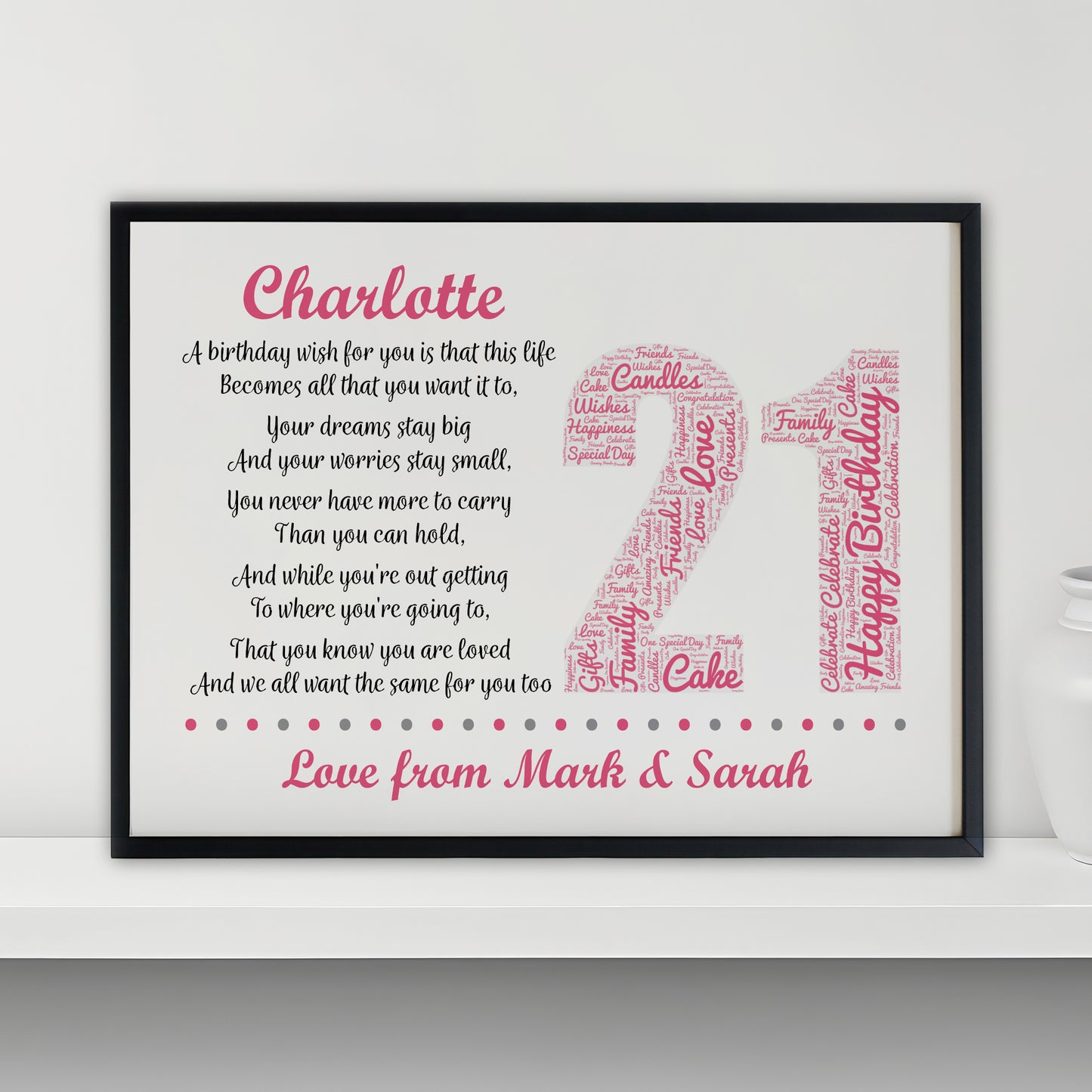Personalised 21st Birthday Gift for Her Daughter A3 Framed Print