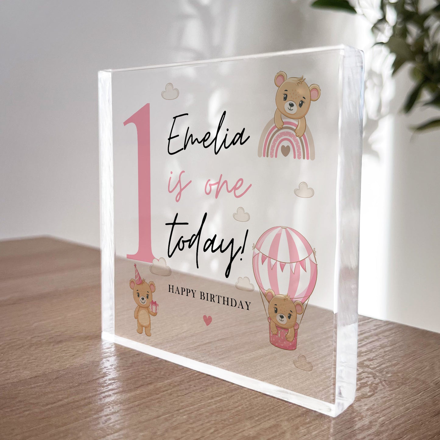 Personalised 1st Birthday Gift For Baby Girl ONE TODAY Plaque