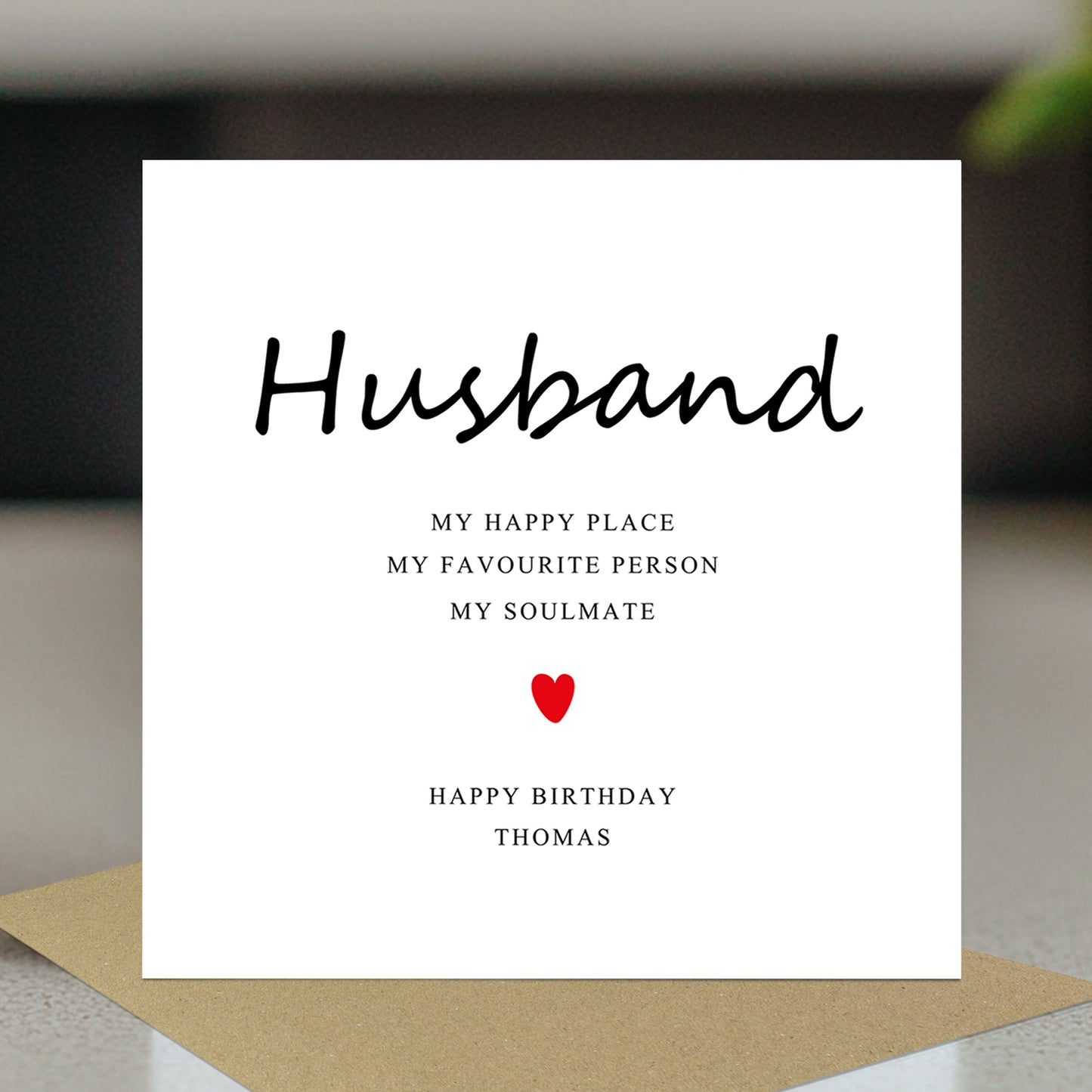 Personalised Happy Birthday Card For Husband With Kraft Envelope