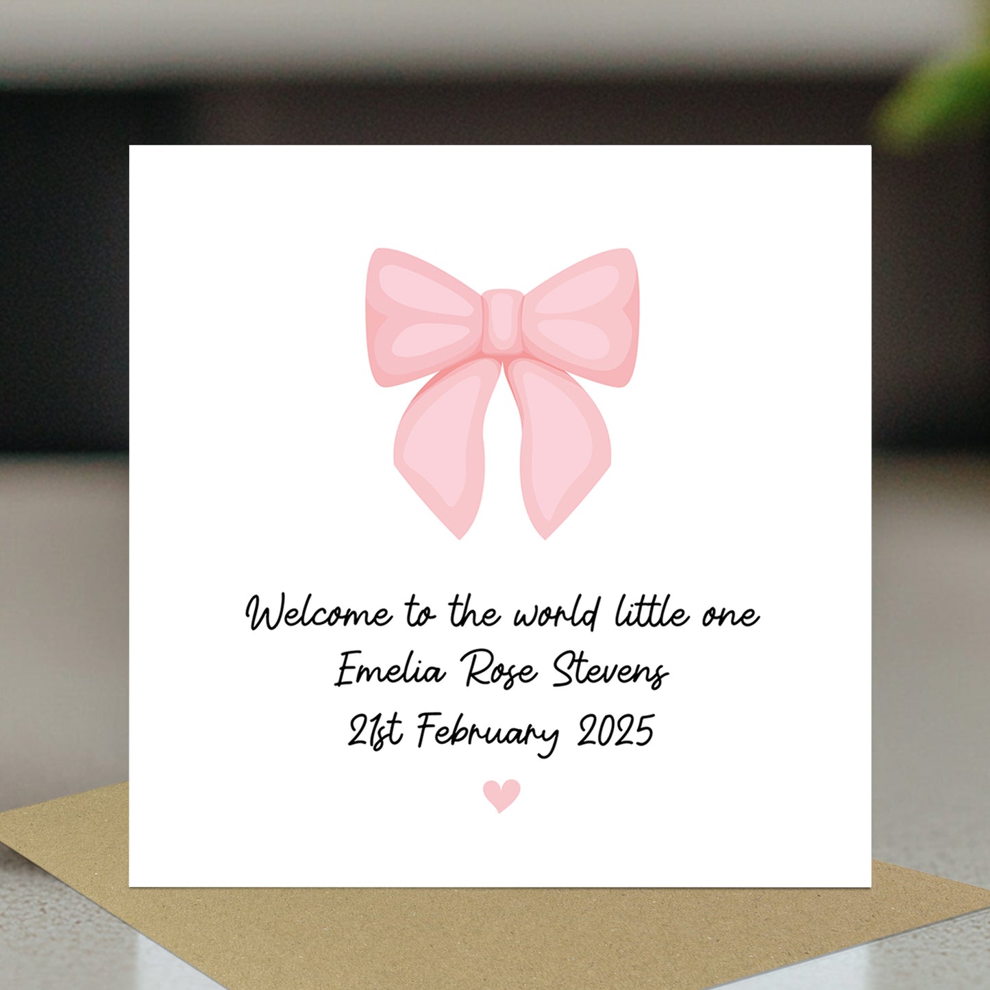 Personalised Welcome To The World Little One Pink Ribbon Design