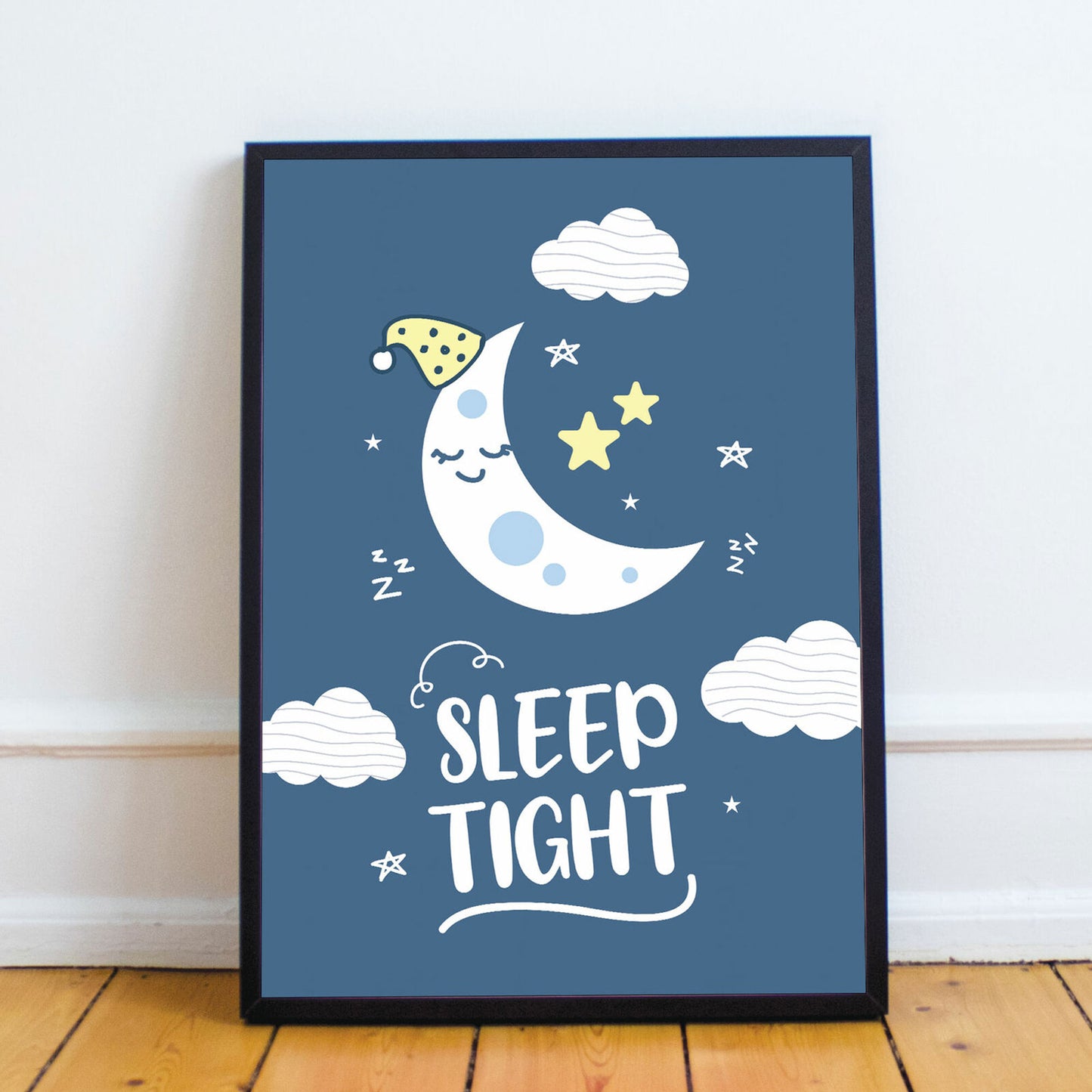 Blue Nursery Prints Set of 3 Baby Boys Girls Bedroom Wall Art