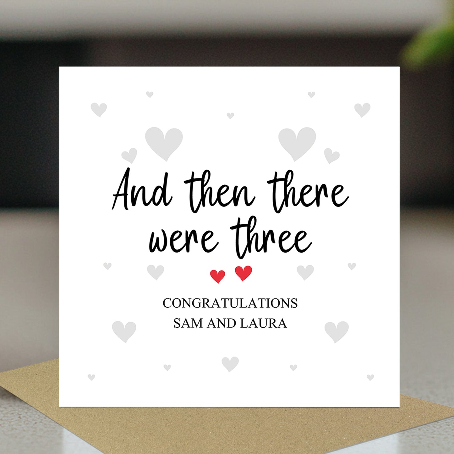 Pregnancy Card Personalised Then There Were Three Congratulation