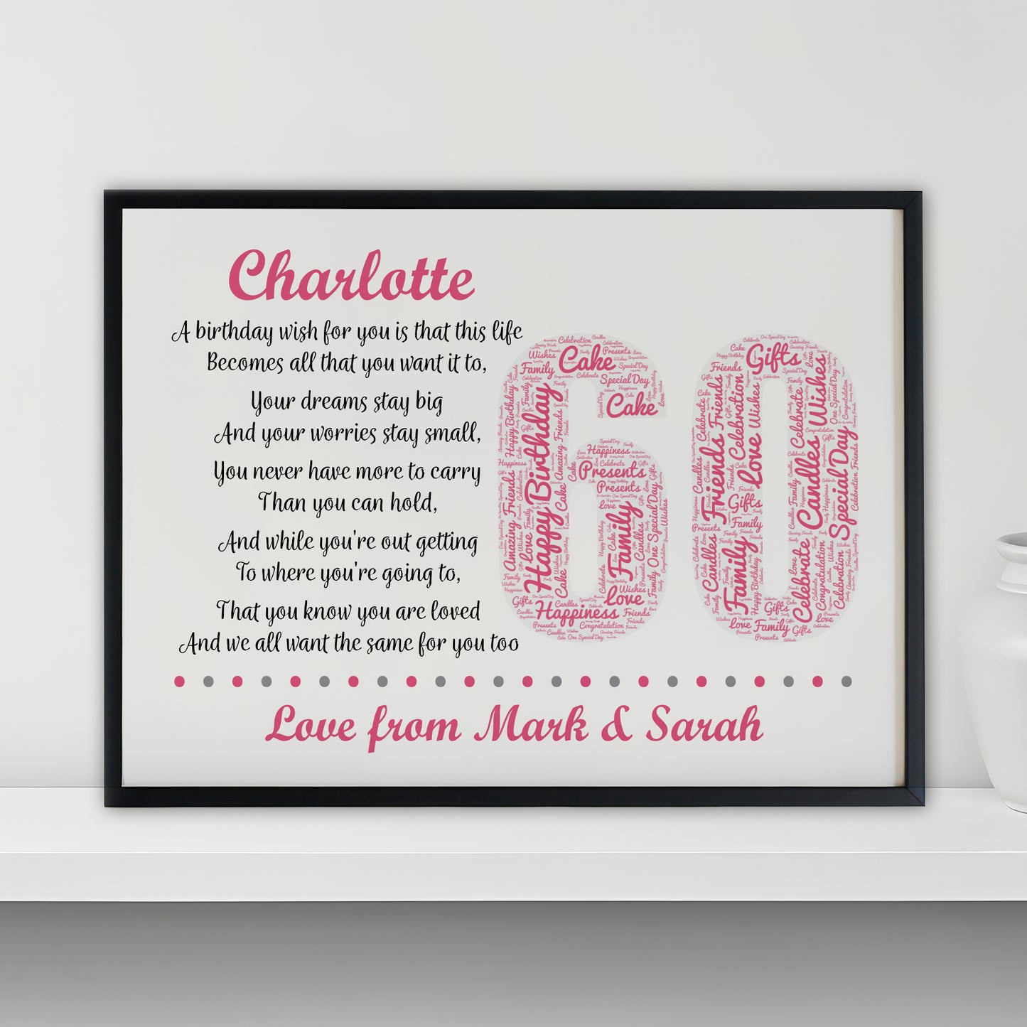 Personalised 60th Birthday Gift for Her Women Wife Mum Nan Nanny