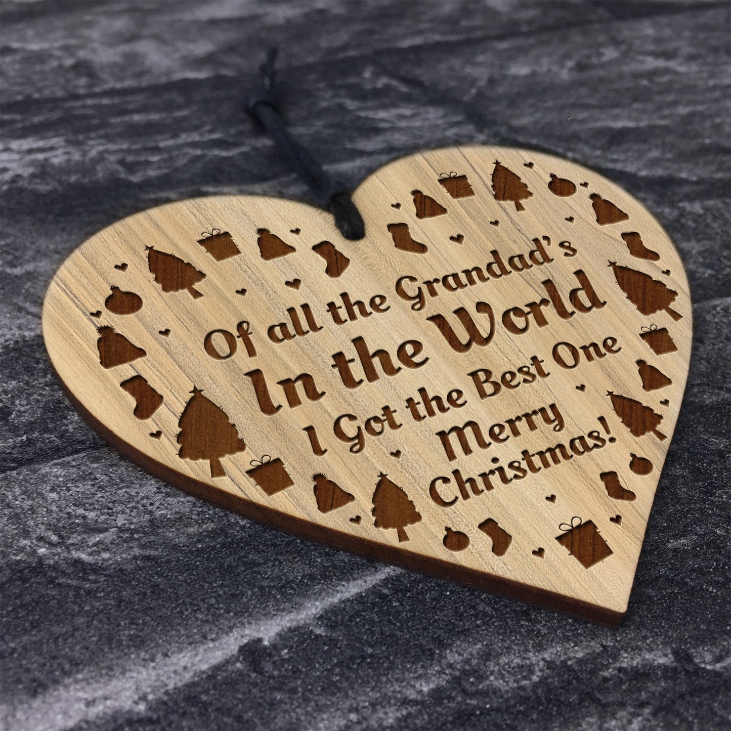 Christmas Gift For Grandad Hanging Wooden Heart Grandparent
