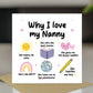 Nanny Card Why I Love Nanny Card Birthday Card for Nanny