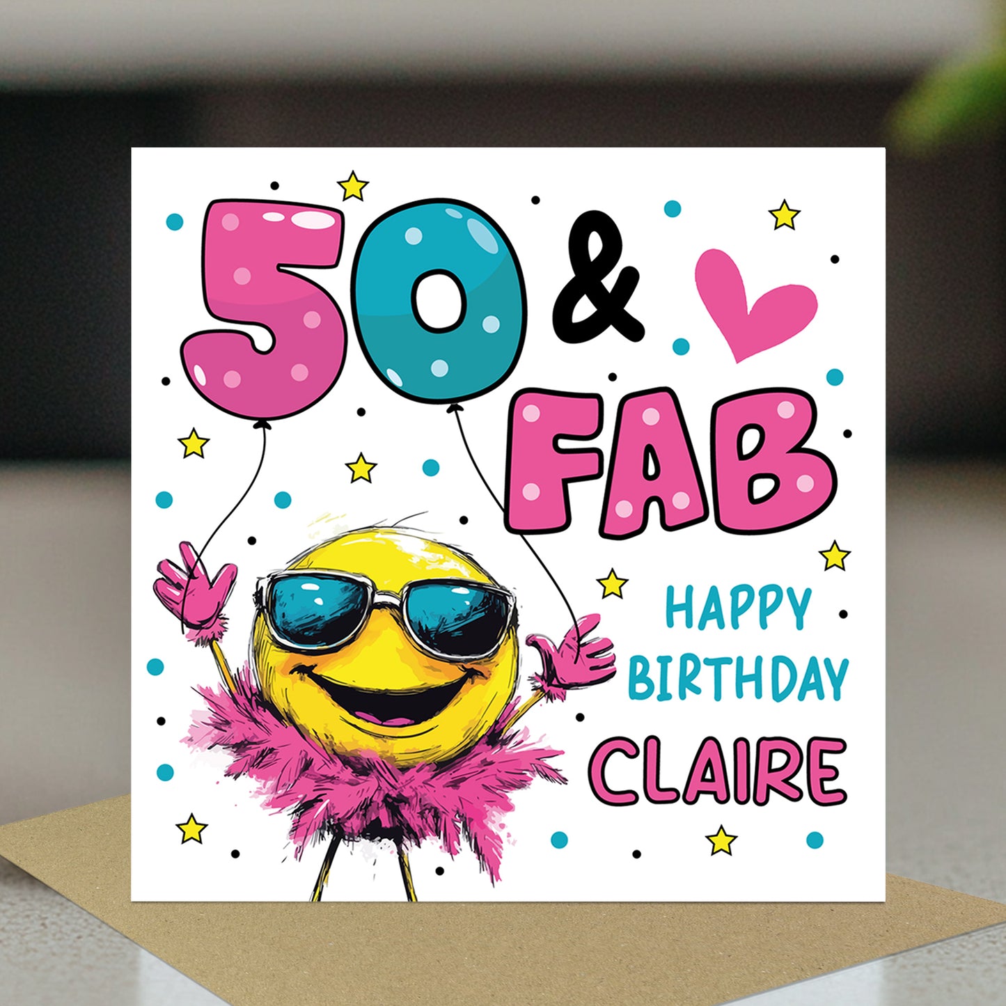 Personalised 50th Birthday Card For Women 50 And Fab For Mum